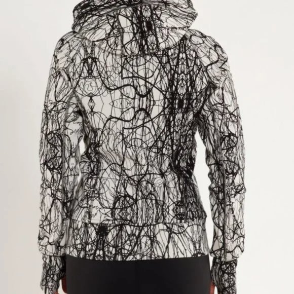 Lululemon Scuba Hoodie black white scribble print Size 6 - Picture 2 of 15
